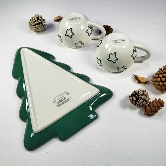 Department 56 Time to Celebrate set 2  Christmas tree plates and 2 mugs, box - Picture 10 of 17